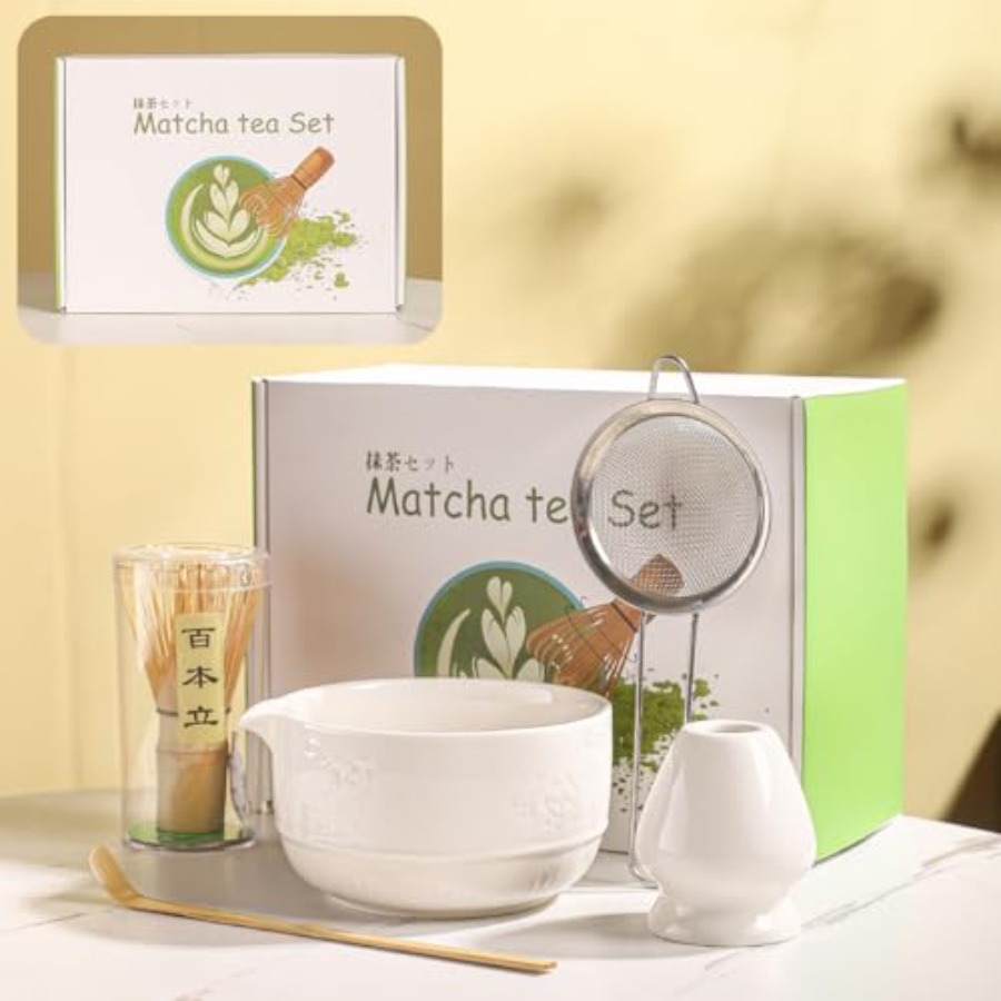 Matcha Bowl Chawan - Matcha Tea Set, 5-Piece Ceramic Matcha