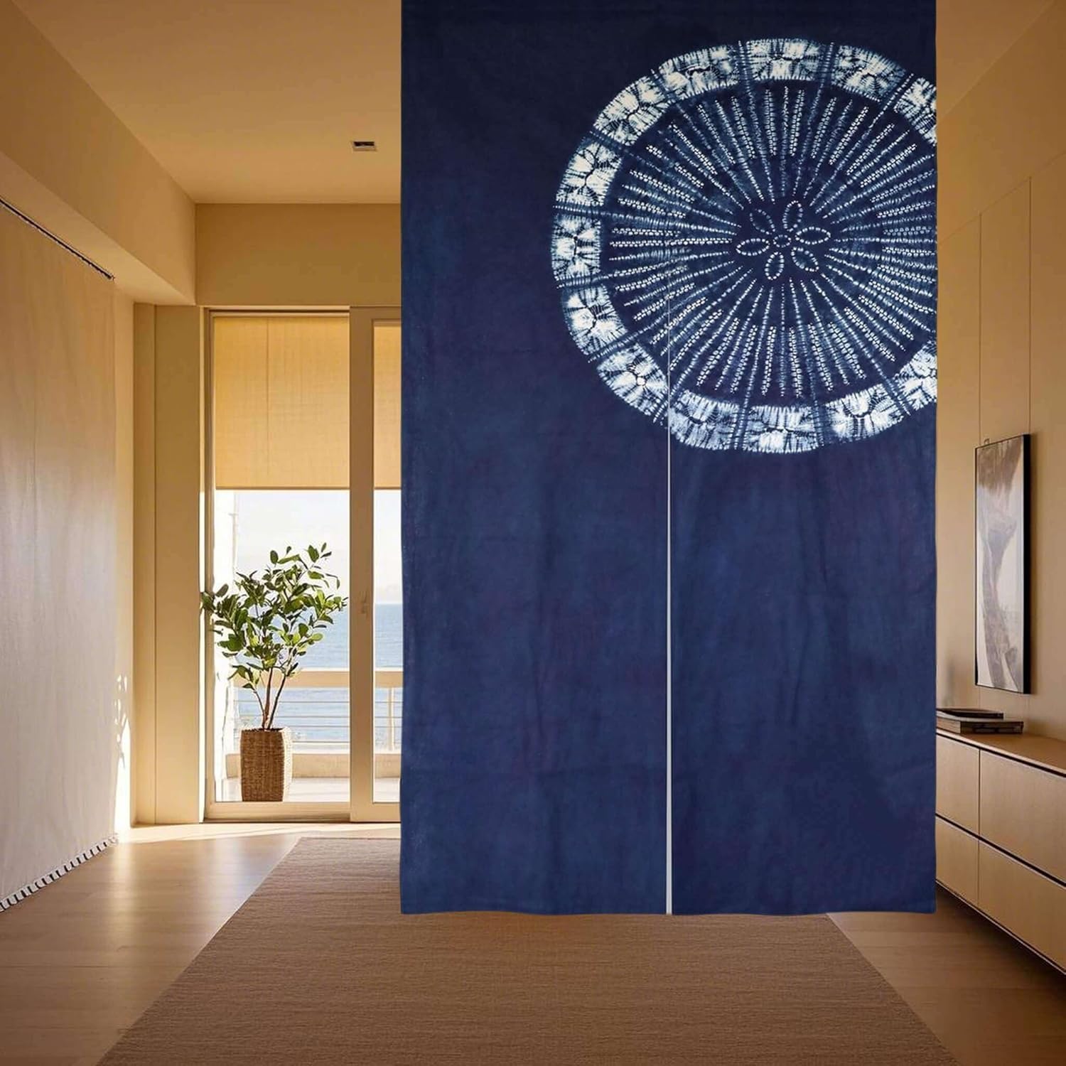 Hand Dyed Japanese  Curtain/Sh - Shibori Tie Dye บทวิจารณ์และราคา