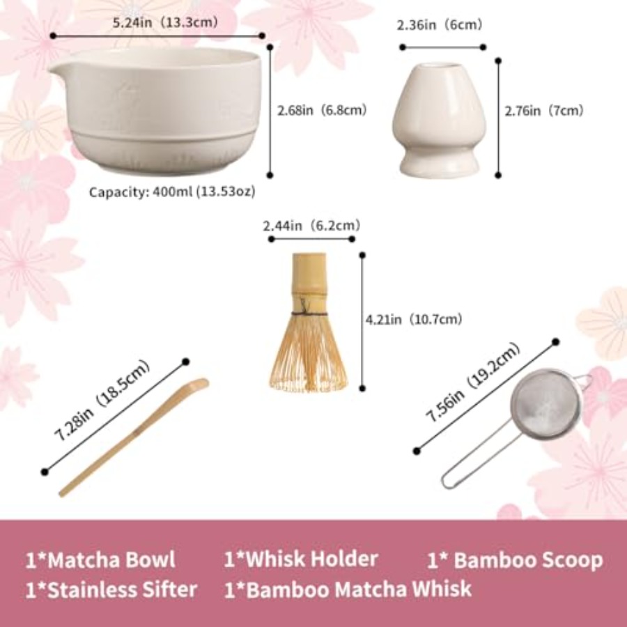 Matcha Tea Set, 5-Piece Cerami - Matcha Bowl Chawan บทวิจารณ์และราคา