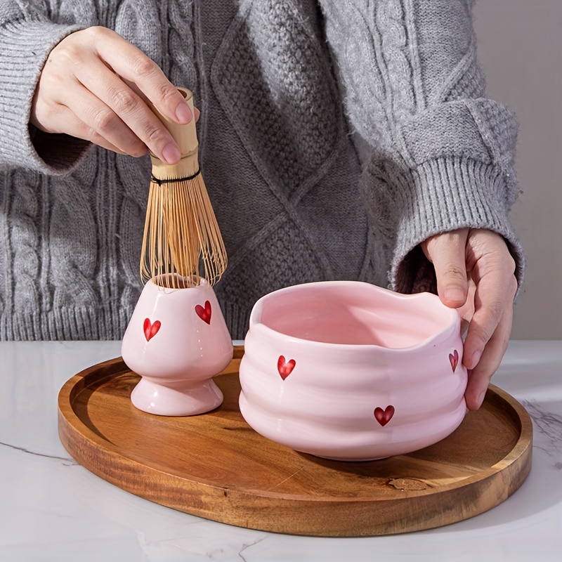5pcs Pink Heart Decal Ceramic  - Matcha Bowl Chawan บทวิจารณ์และราคา